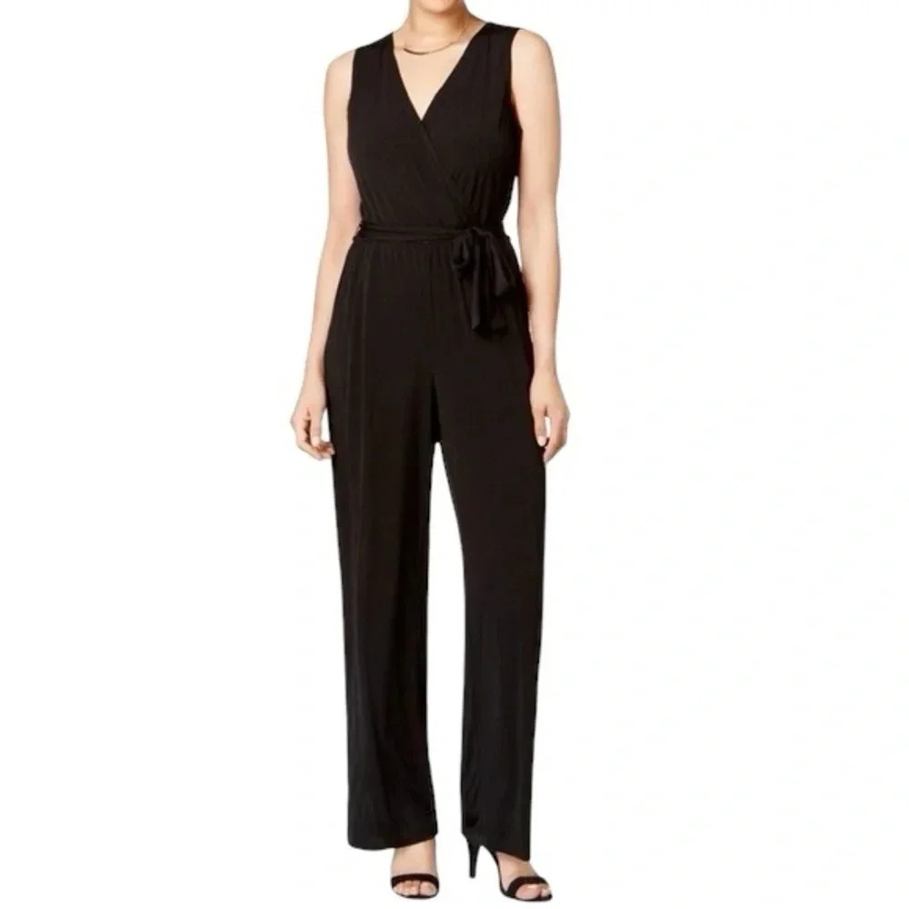 NWT Annalee + Hope Black Sleeveless Belted Jumpsuit
